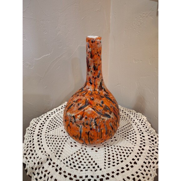 Handmade Speckled Duck Decanter Orange With Multicolor Spots Duck Collector - Picture 12 of 12